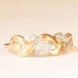 Anello “Keeper” (custode) vintage in oro giallo e bianco 9K con diamanti, anni ‘50/‘60