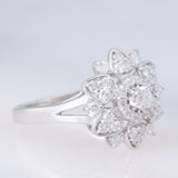 Anello a fiore vintage in platino con diamanti (0.55ctw), anni ‘80
