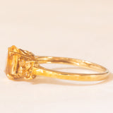 Anello vintage in oro giallo 9K con quarzi citrini (1ctw ca.), anno 2001