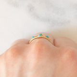 Anello antico in oro giallo 18K con turchesi, anno 1941