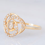 Anello tourbillion in oro giallo 18K con diamanti (0.45ctw), anni ‘80