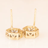 Orecchini vintage in oro giallo 8K con spinelli azzurri sintetici, anni ‘70/‘80