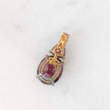 Collana vintage in oro giallo 8K con granati e diamanti, anni ‘70/‘80