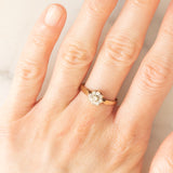 Anello a fiore vintage in oro giallo 9K con diamanti di taglio brillante (0.20ctw ca.), anno 1988