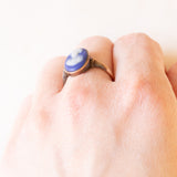 Anello vintage in oro giallo 9K con jasperware, anni ‘60/‘70