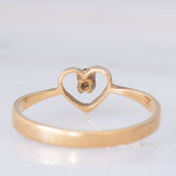 Solitario a cuore vintage in oro giallo 9K con granato, anni ‘80