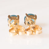 Orecchini punto luce vintage in oro giallo 9K con spinelli sintetici azzurri (0.50ctw ca.)