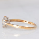 Anello a margherita vintage in oro giallo 9K con diamanti di taglio brillante (0.33ctw ca.), anni ‘80