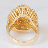 Anello ballerina vintage in oro giallo 14K con diamanti di taglio brillante e tapered (2.20ctw ca.), anni ‘80/‘90