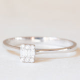 Anello moderno in oro bianco 14K con diamanti di taglio brillante e di taglio baguette (0.15ctw ca.)