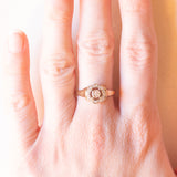Anello a margherita vintage in oro giallo e bianco 9K con diamanti (0.05ctw ca.), anno 1987