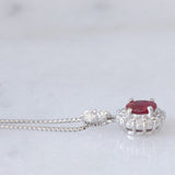 Collana vintage in platino con ciondolo con rubino (0.26ct) e diamanti di taglio brillante (0.13ctw)