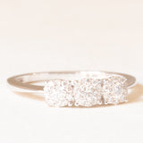 Anello “trilogy” in oro bianco 18K con diamanti (0.42ctw ca.), anni ‘80
