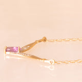 Collana vintage in oro giallo 9K con ametista (0.25ct ca.) e diamanti, anni ‘70/‘80 ca.