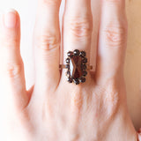 Anello a margherita vintage in oro giallo 8K con granati, anni ‘60/‘70