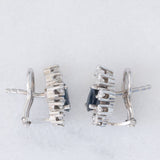 Orecchini vintage in oro bianco 14K con zaffiri di taglio a goccia (1.50ctw ca.) e diamanti di taglio brillante (0.74ctw ca.), anni ‘80