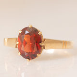 Solitario antico in oro giallo 9K con granato (1.20ct ca.), anni ‘20/‘30