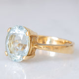 Anello da cocktail vintage in oro giallo 18K con acquamarina (3.50ct ca.), anni ‘60