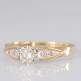 Solitario vintage in oro giallo 9K con diamanti (centrale di taglio brillante e di 0.20ct ca.)