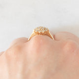 Anello a fiore vintage in oro giallo 14K con diamanti di taglio brillante (0.40ctw ca.), anni ‘70