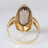 Anello da cocktail vintage in oro giallo 8K con quarzo fumé (1ct ca.), anni ‘70