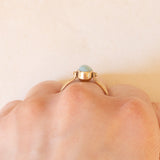 Anello doppio girevole vintage in oro giallo 9K con amazonite e ambra, anni ‘70/‘80