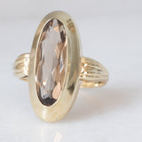 Anello da cocktail vintage in oro giallo 8K con quarzo fumé (1ct ca.), anni ‘70