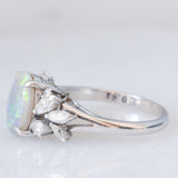 Anello vintage in platino con opale (1.49ct) e diamanti (0.48ctw), anni ‘80/‘90