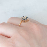 Toi et Moi con fiori in oro giallo 9K con zaffiri (0.40ctw ca.) e diamanti (0.02ctw ca.), anno 1997