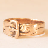 Anello antico vittoriano a forma di cintura con fibbia in oro giallo 9K, anno 1891-1892