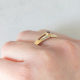 Anello vintage in oro giallo 18K con rubini e diamanti, anni ‘60/‘70