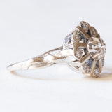 Anello a margherita vintage in oro bianco 18K con diamanti (0.18ctw ca.), anni ‘70