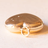 Ciondolo portafoto vintage a forma di cuore con lamina in oro giallo 9K su metallo, anni ‘50/‘60