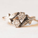 Anello Toi et Moi Art Nouveau in oro giallo 18K e argento con diamanti di taglio rosetta, anni ‘10/‘20