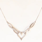 Collier vintage in oro bianco 9K con diamanti (0.10ctw ca.), anni ‘90