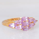 Anello in oro giallo 9K con zaffiri rosa sintetici (1.24ctw)