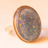 Anello vintage in oro giallo 14K con opale triplet, anni ‘60