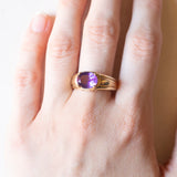 Anello a fascia vintage in oro giallo 9K con ametista (2.20ct ca.), anni ‘60/‘70