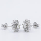 Orecchini a margherita vintage in platino con diamanti di taglio brillante (0.54ctw)