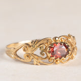 Anello vintage in oro giallo 9K con granato (0.40ct ca.), anno 1993