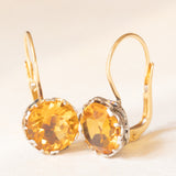 Orecchini antichi in oro giallo 18K e argento con quarzi citrini (4ctw ca.), primi del ‘900