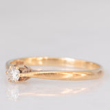 Solitario vintage in oro giallo 9K con diamante di taglio brillante (0.10ct ca.), anno 1982