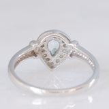 Anello vintage in oro bianco 9K con acquamarina (0.20ct ca.) e diamanti di taglio brillante (0.14ctw ca.), anni ‘90