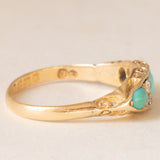 Anello antico edoardiano in oro giallo 18K con turchesi e diamanti di taglio vecchia miniera(0.12ctw ca.), anno 1907