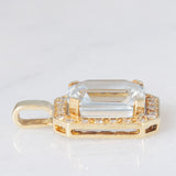 Ciondolo a margherita in oro giallo 14K con acquamarina (3.30ct ca.) e diamanti (0.22ctw ca.), anni ‘70