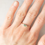 Trilogy vintage in oro giallo 9K con smeraldo e diamanti, anno 1981