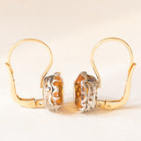 Orecchini antichi in oro giallo 18K e argento con quarzi citrini (4ctw ca.), primi del ‘900