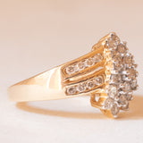 Anello vintage in oro giallo e bianco 14K con diamanti di taglio brillante (1ctw ca.), anni ‘70