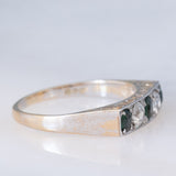 Veretta antica in oro giallo 14K con smeraldi (0.30ctw ca.) e diamanti (0.30ctw ca.), anni ‘20/‘30