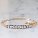 Braccialetto rigido antico in oro giallo 18K e argento con diamanti di taglio vecchia miniera (2ctw ca.), primi del ‘900